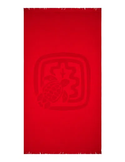Ines De La Fressange Santah, Drap De Plage Rouge, Ines X Vilebrequin In Red