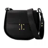 Ines De La Fressange Sleek And Timeless Senda Shoulder Handbag In Camel Leather In Black