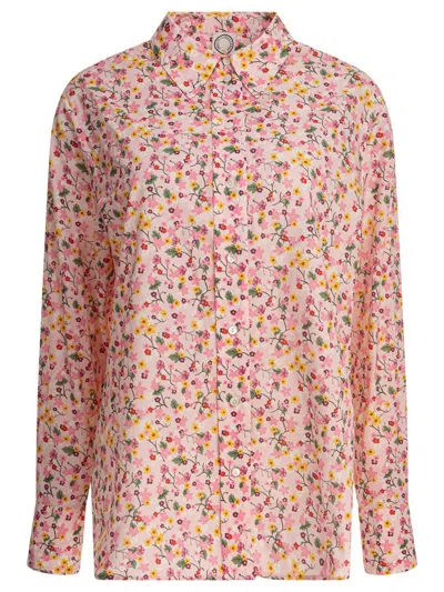 Ines De La Fressange Floral Cotton Shirt In Pink