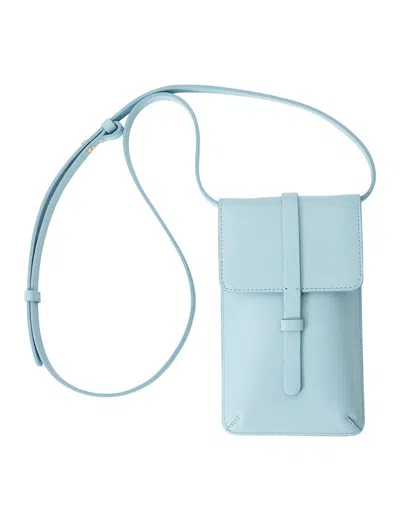 Ines De La Fressange Smartphone Bag Léonore Cuir Bleu Ciel