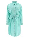 Ines De La Fressange Striped-pattern Belted Midi Shirt Dress In Blue