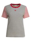 Ines De La Fressange Striped Ribbed Top In Black