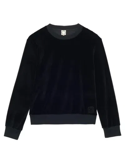 Ines De La Fressange Sweat Mathilde En Velours Lisse Noir