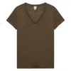 Ines De La Fressange T-shirt Apolline En Lin Kaki In Brown