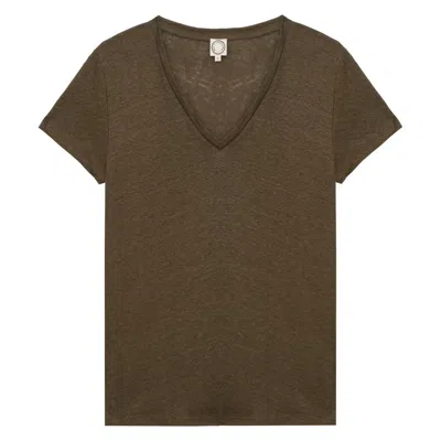 Ines De La Fressange T-shirt Apolline En Lin Kaki