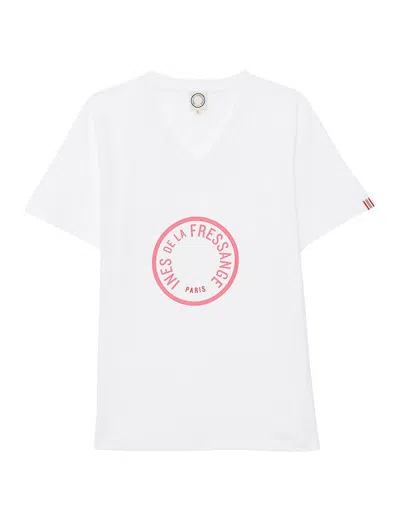 Ines De La Fressange Tee Shirt Col V Aurore Rose