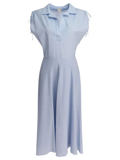 Ines De La Fressange Textured Light Blue A-line Dress