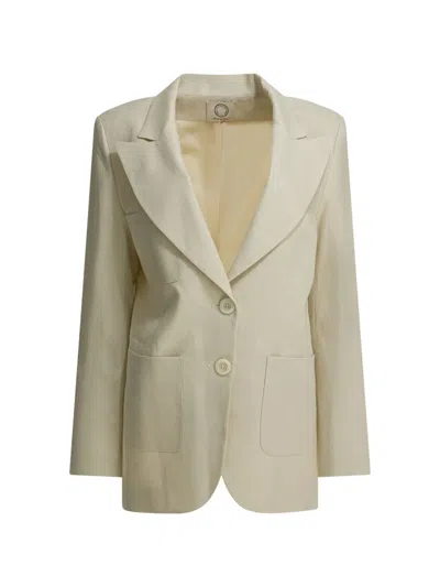 Ines De La Fressange Beige Linen Jacket In Metallic