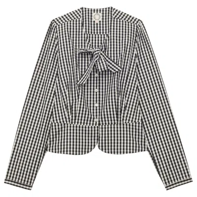 Ines De La Fressange Top-blouse Emeline À Carreaux Noirs Et Blancs