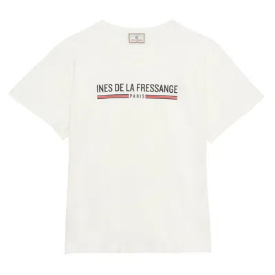 Ines De La Fressange Top Maxence Blanc En Coton Bio Imprimé Rouge In White