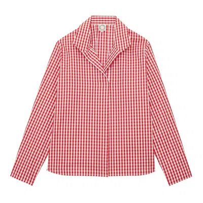 Ines De La Fressange Top Noa À Carreaux Vichy Rouge Et Blanc