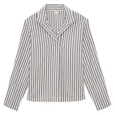 Ines De La Fressange Top Noa En Coton Bleu In Gray