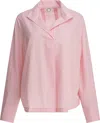 Ines De La Fressange Textured Light Pink Cotton Shirt In Pink