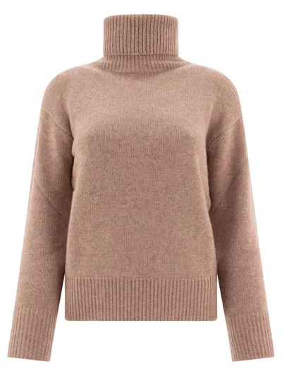 Ines De La Fressange Ribbed Turtleneck Sweater In Brown