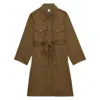 Ines De La Fressange Trench Vera En Coton Et Lin Kaki In Brown