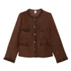 Ines De La Fressange Veste Adelaïde Avec Galons Tissés In Brown
