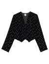 Ines De La Fressange Veste-boléro Ole En Velours Lisse Noir, Imprimé Doré In Black