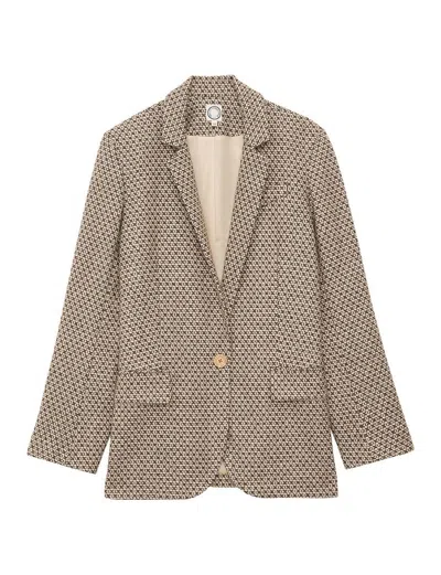 Ines De La Fressange Veste Bruna Marron/ Écrue En Laine