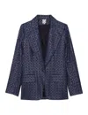 Ines De La Fressange Veste Colombe Brodée Bleu Marine In Blue