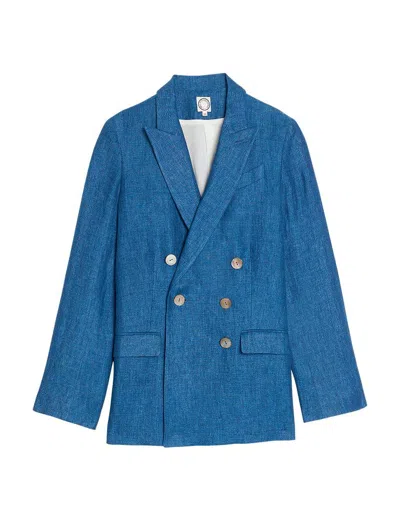 Ines De La Fressange Veste Ezio Bleu Denim Lin