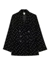 Ines De La Fressange Veste Ezio En Velours Lisse Noir, Imprimé Doré