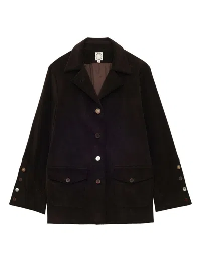 Ines De La Fressange Veste Jill En Velours Milleraies Marron