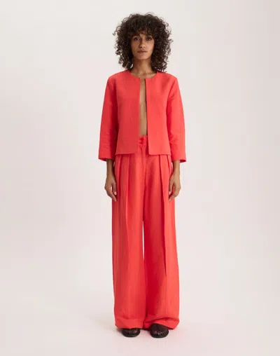 Ines De La Fressange Veste Magoo En Rayonne Et Lin In Red