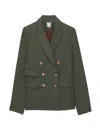Ines De La Fressange Veste Maurice En Lin Vert Foncé