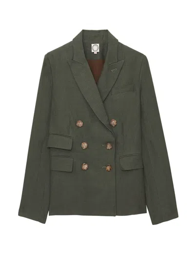 Ines De La Fressange Veste Maurice En Lin Vert Foncé