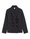 Ines De La Fressange Veste Maurice Noire À Rayures In Black