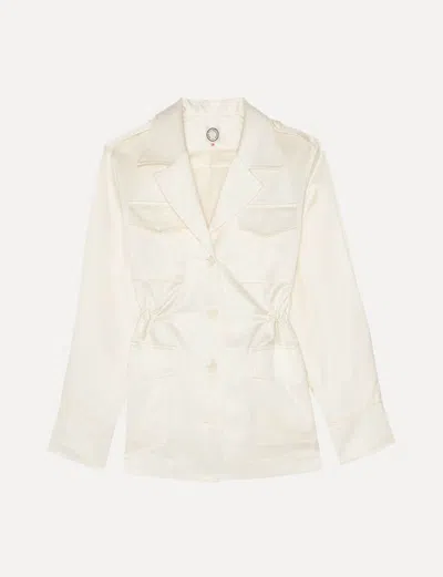 Ines De La Fressange Veste Neva Satin De Coton Ivoire