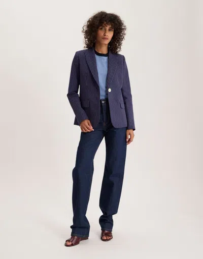 Ines De La Fressange Veste Nicoletta En Lin In Blue