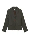 Ines De La Fressange Veste Nicoletta En Lin Vert Foncé