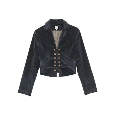 Ines De La Fressange Veste Stelane Velours Bleu