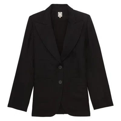 Ines De La Fressange Veste Thadée En Lin Noire In Black