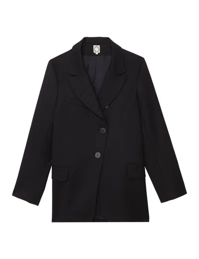 Ines De La Fressange Veste Yohan En Laine Bleu Nuit