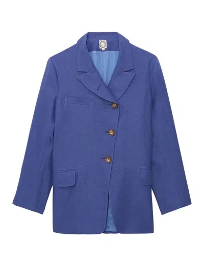 Ines De La Fressange Veste Yohan En Lin Bleu