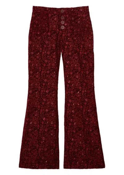 Ines De La Fressange Pantalon Charlotte Brodé In Red