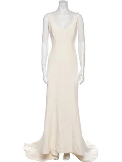 Pre-owned Ines Di Santo Silk Long Dress In Neutral