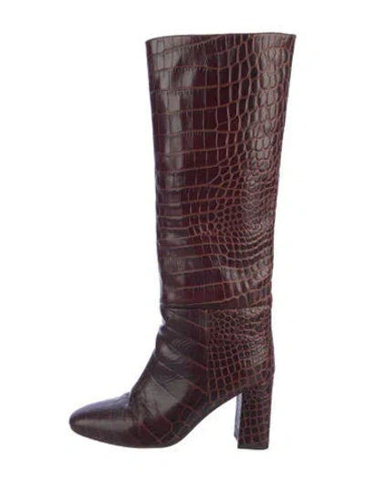 Pre-owned Inez Embossed Leather Riding Boots In Multi