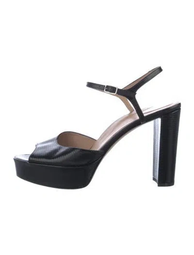 Pre-owned Inez Embossed Leather Slingback Pumps In Black