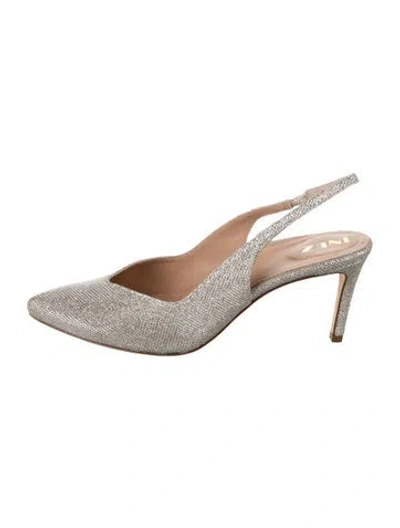 Pre-owned Inez Glitter Slingback Pumps In Gold