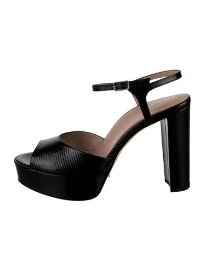 Pre-owned Inez Isabel Embossed Leather Sandals W/ Tags In Black