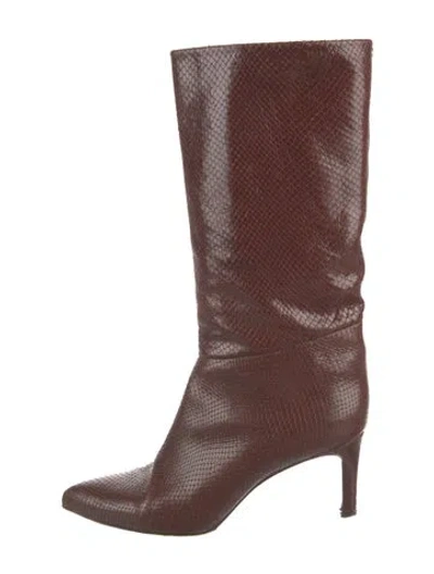 Pre-owned Inez Leather Animal Print Boots In Brown