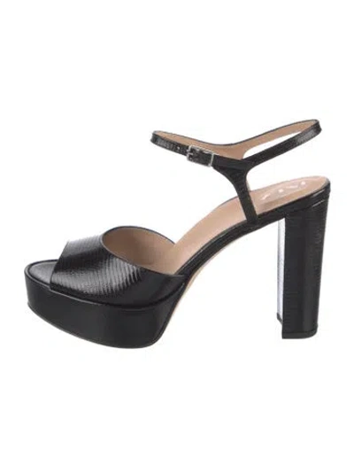 Pre-owned Inez Leather Animal Print Sandals In Black