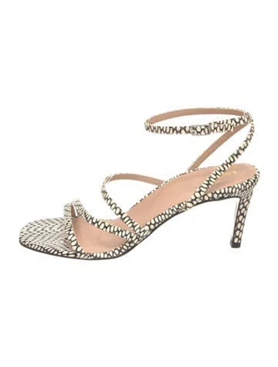 Pre-owned Inez Leather Animal Print Sandals In Neutrals