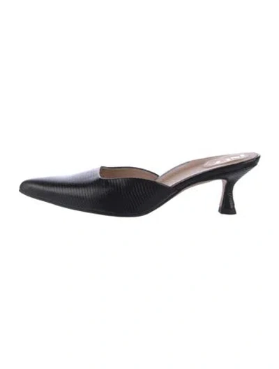 Pre-owned Inez Leather Mules In Black