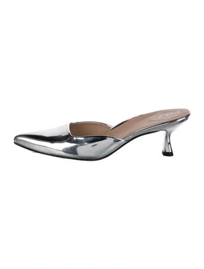 Pre-owned Inez Leather Mules In Silver