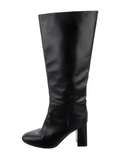 Pre-owned Inez Leather Riding Boots In Black
