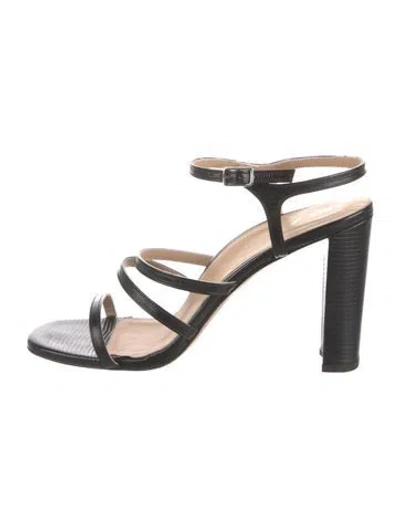 Pre-owned Inez Leather Sandals In Black